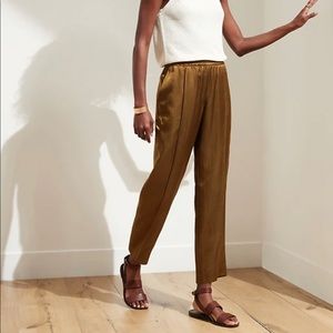 Banana Republic slim satin pants in olive